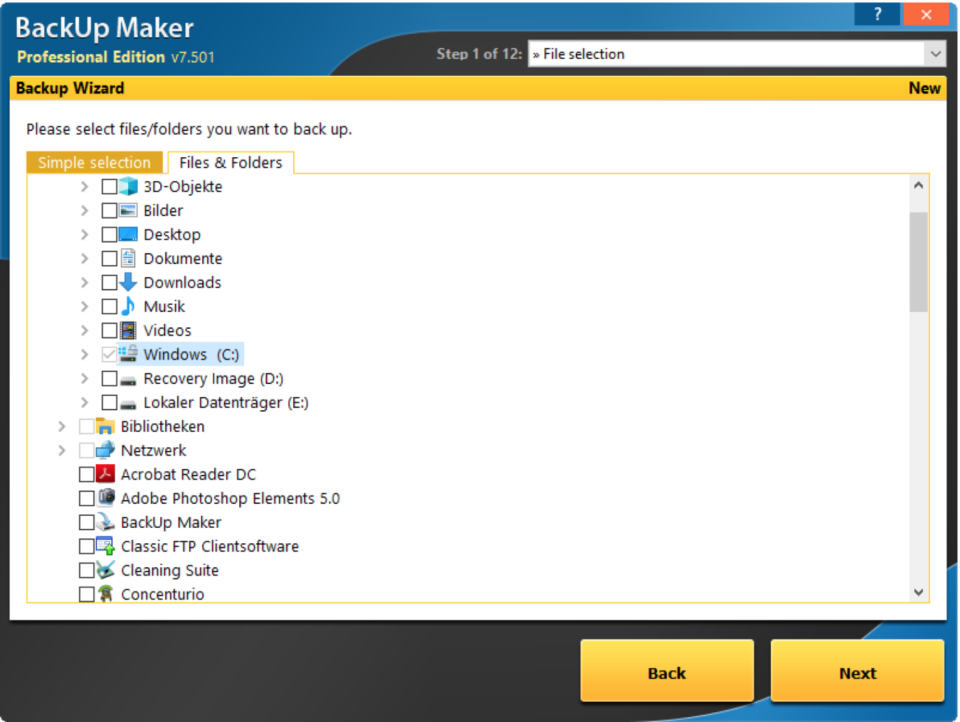 screenshot of BackUp Maker